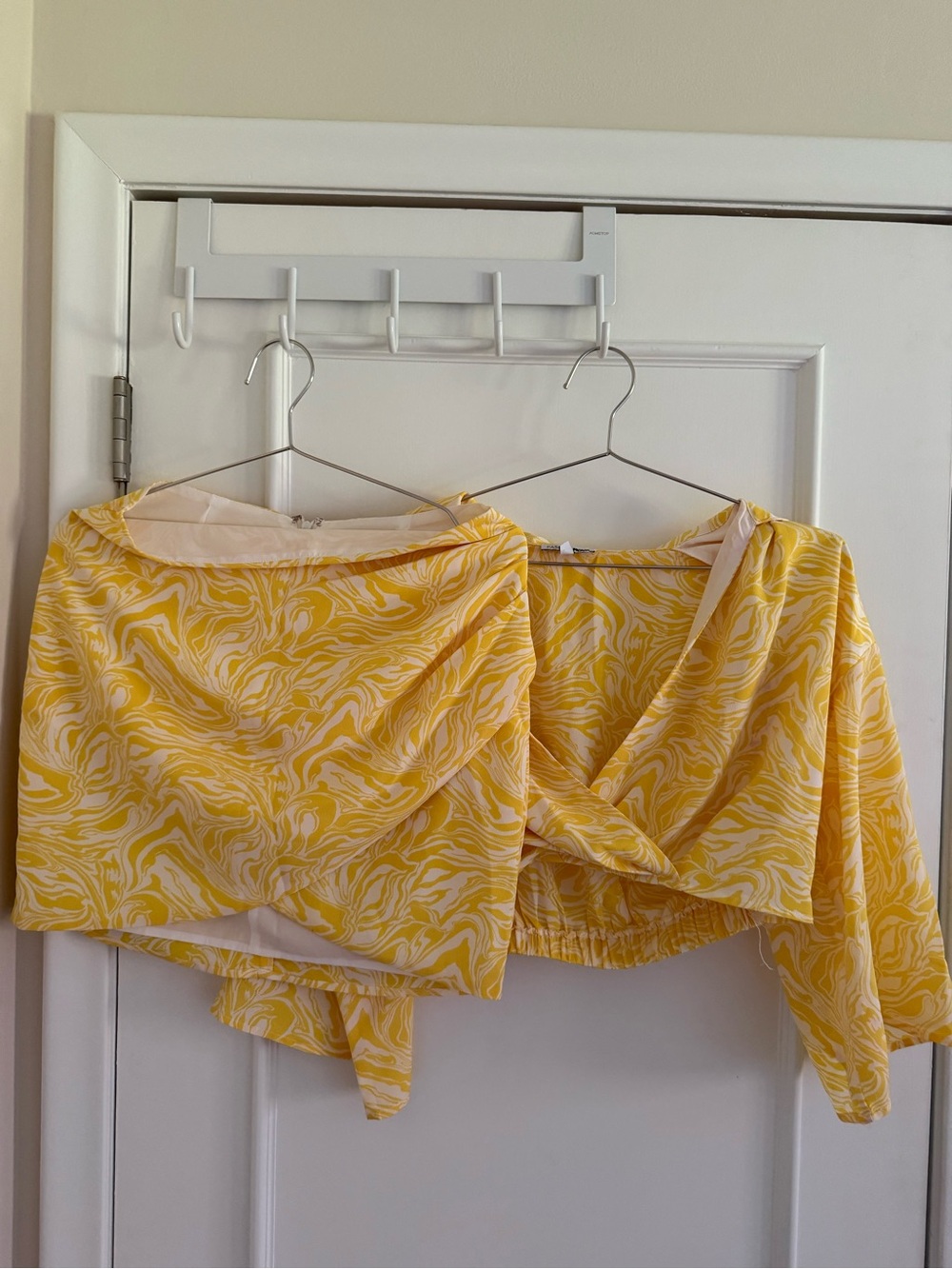Fashion Nova Yellow Swirl Two-Piece Set - Crop Top & Skirt